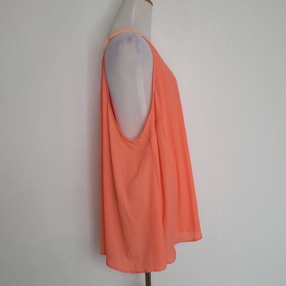 NEW Torrid Georgette Halter Tank Colorblock Coral Lightweight Sleeveless Women 3 - Picture 3 of 12